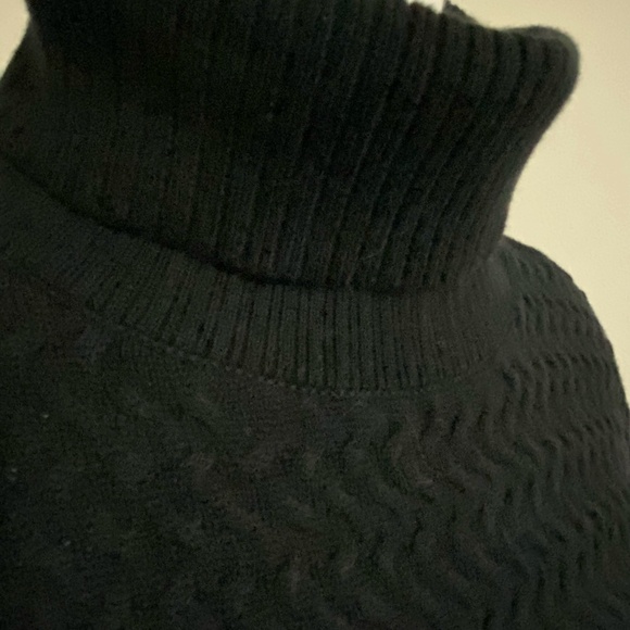 Lands' End Black Cotton Cable Knit Casual Office Holiday Turtleneck Sweater-1X - Picture 3 of 14